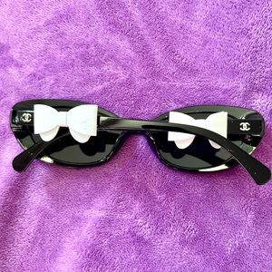 Chanel Black Sunglasses with Adorable White Bows